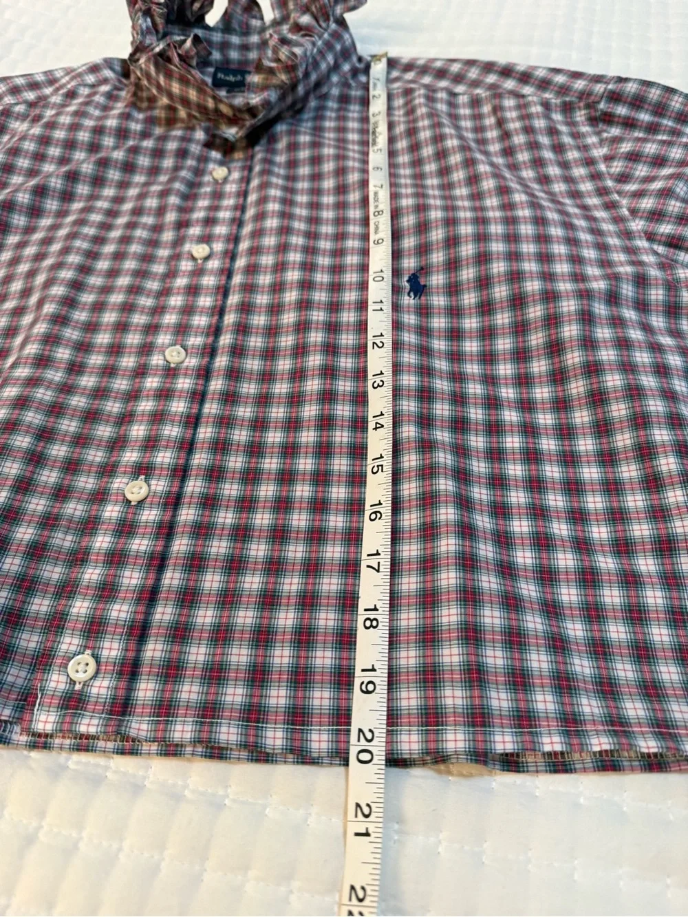 Polo by Ralph Lauren Pink & Blue Plaid Ruffle-Collar Button-Down - Picture 4 of 8